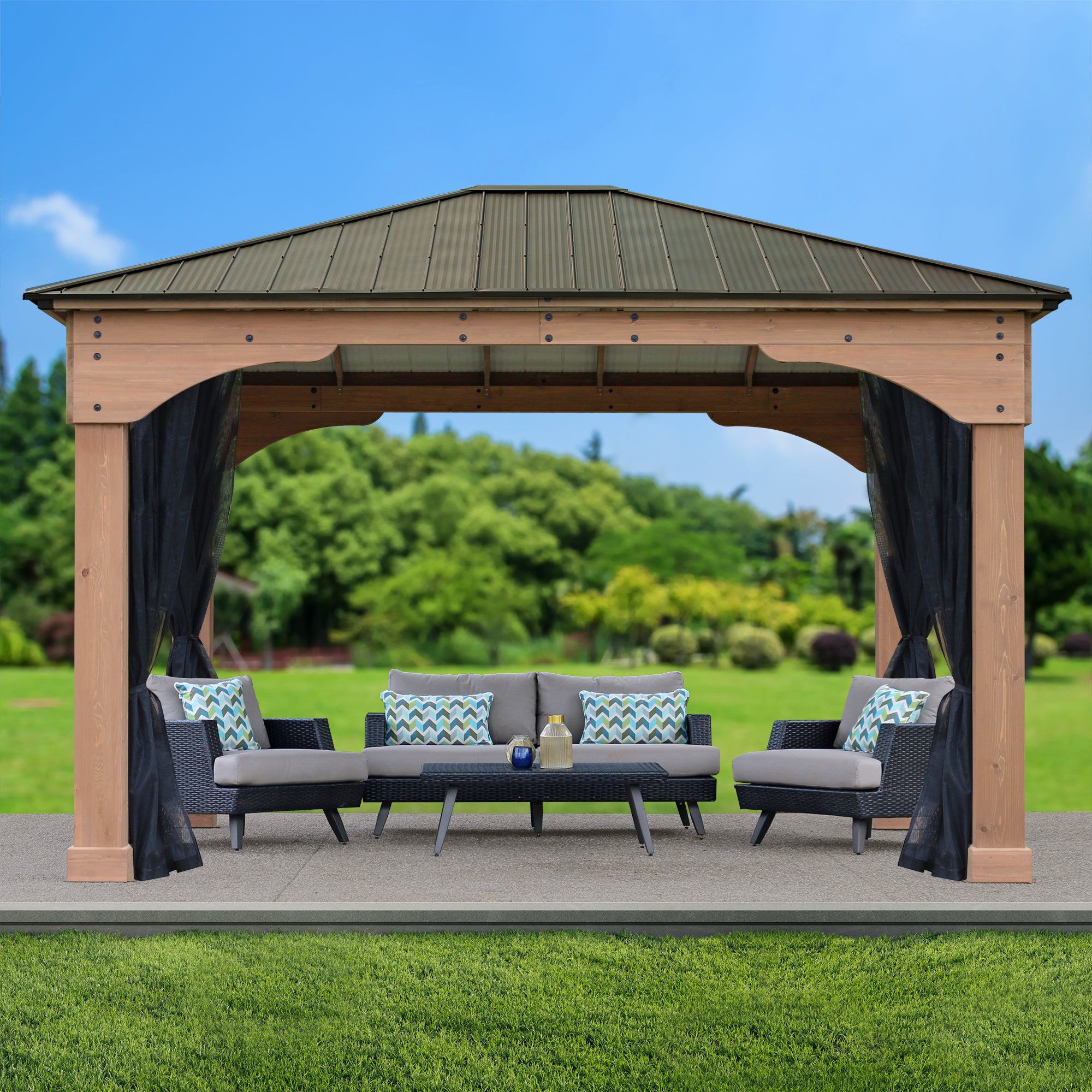 12' x 14' Grand Gazebo with Mesh (Assembly Included)