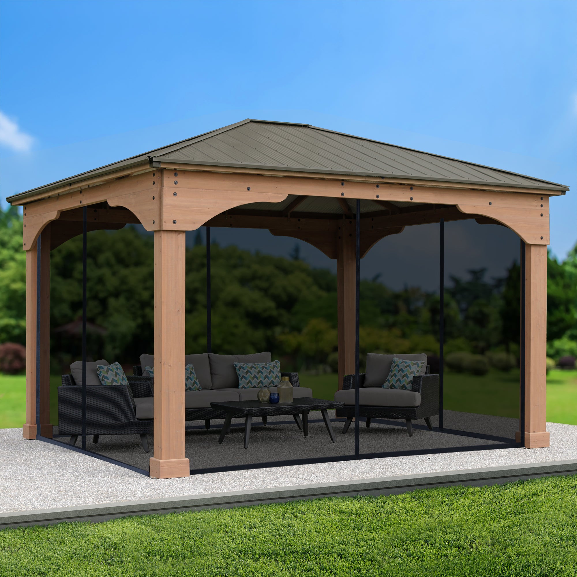12' x 14' Grand Gazebo with Mesh (Assembly Included)